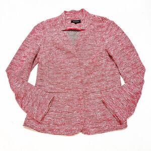 Talbots Red White Tweed Career Open Blazer Collared Form Fitting Size 10